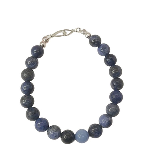 Gemstone Healing Bracelet. Sodalite and Glow in the Dark Calcite Bracelet. Shades of blue.