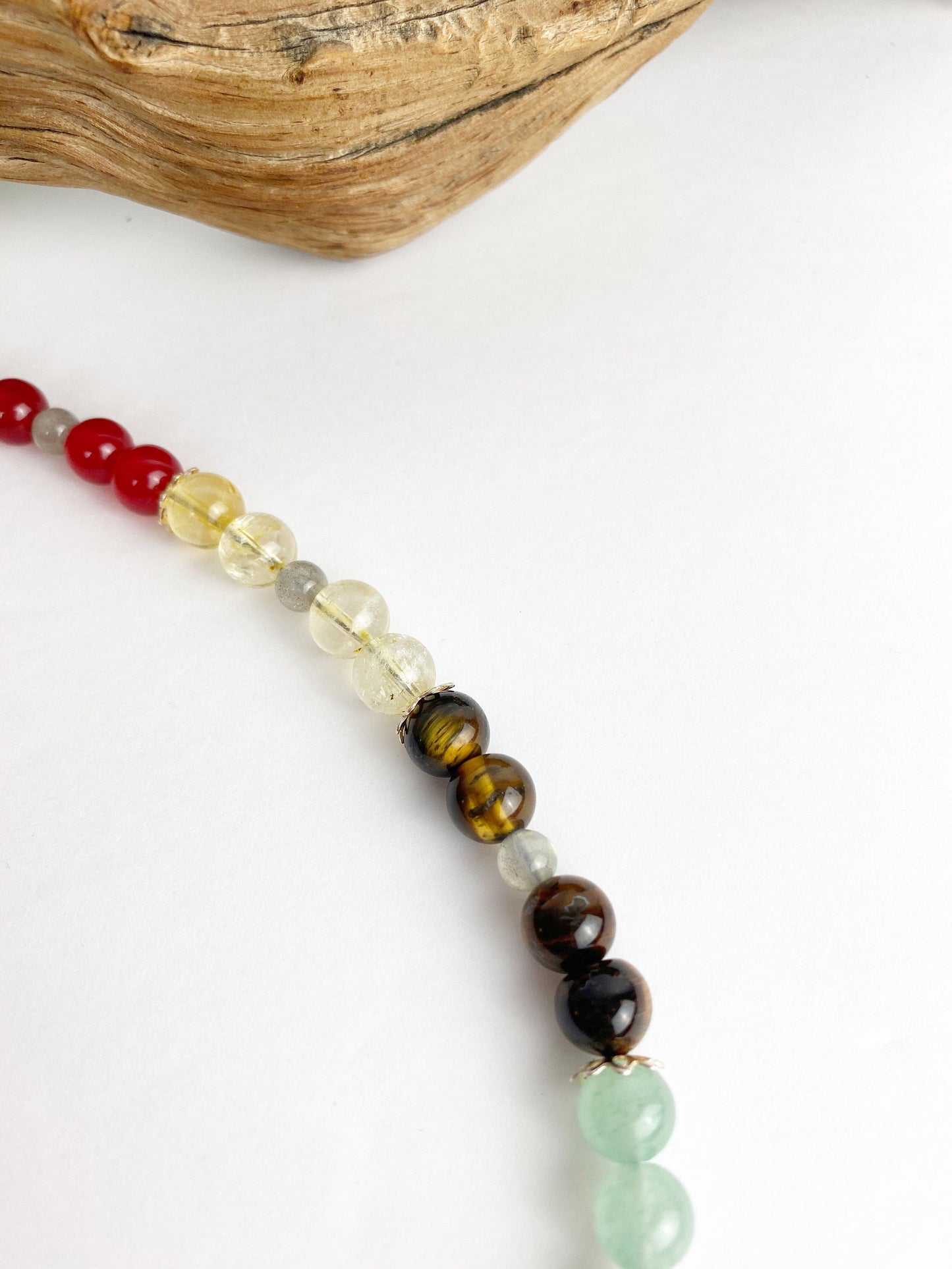 Dare to Dream Crystal Breathbeads Meditation Mala with Citrine, Tiger's Eye, Jade, Turquoise, Lapis, Amethyst, Lava Rock and Sterling Silver