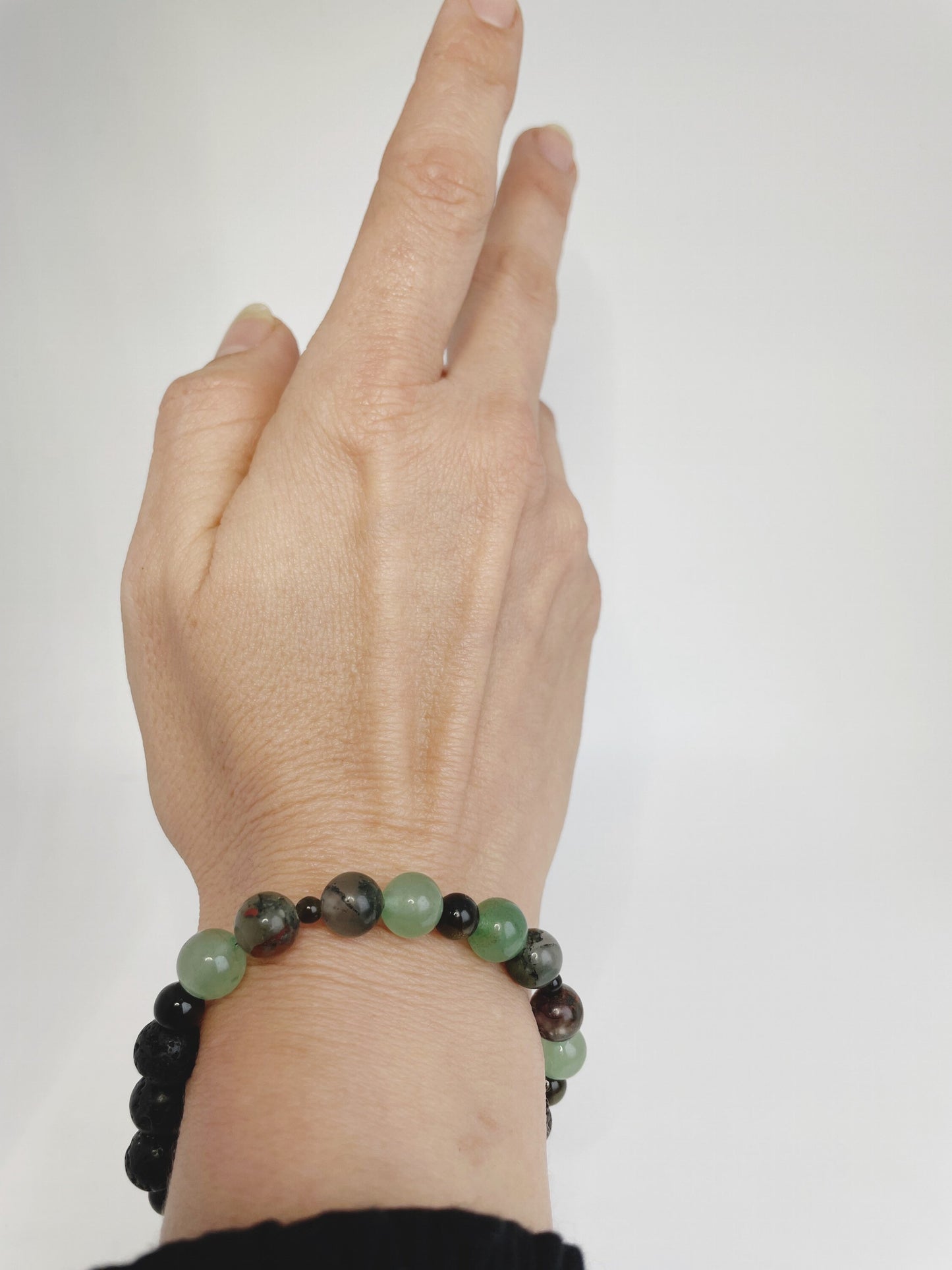 Breathbeads Gemstone Bracelet - Bloodstone, Jasper, Jade, Red Aventurine with Sterling Silver