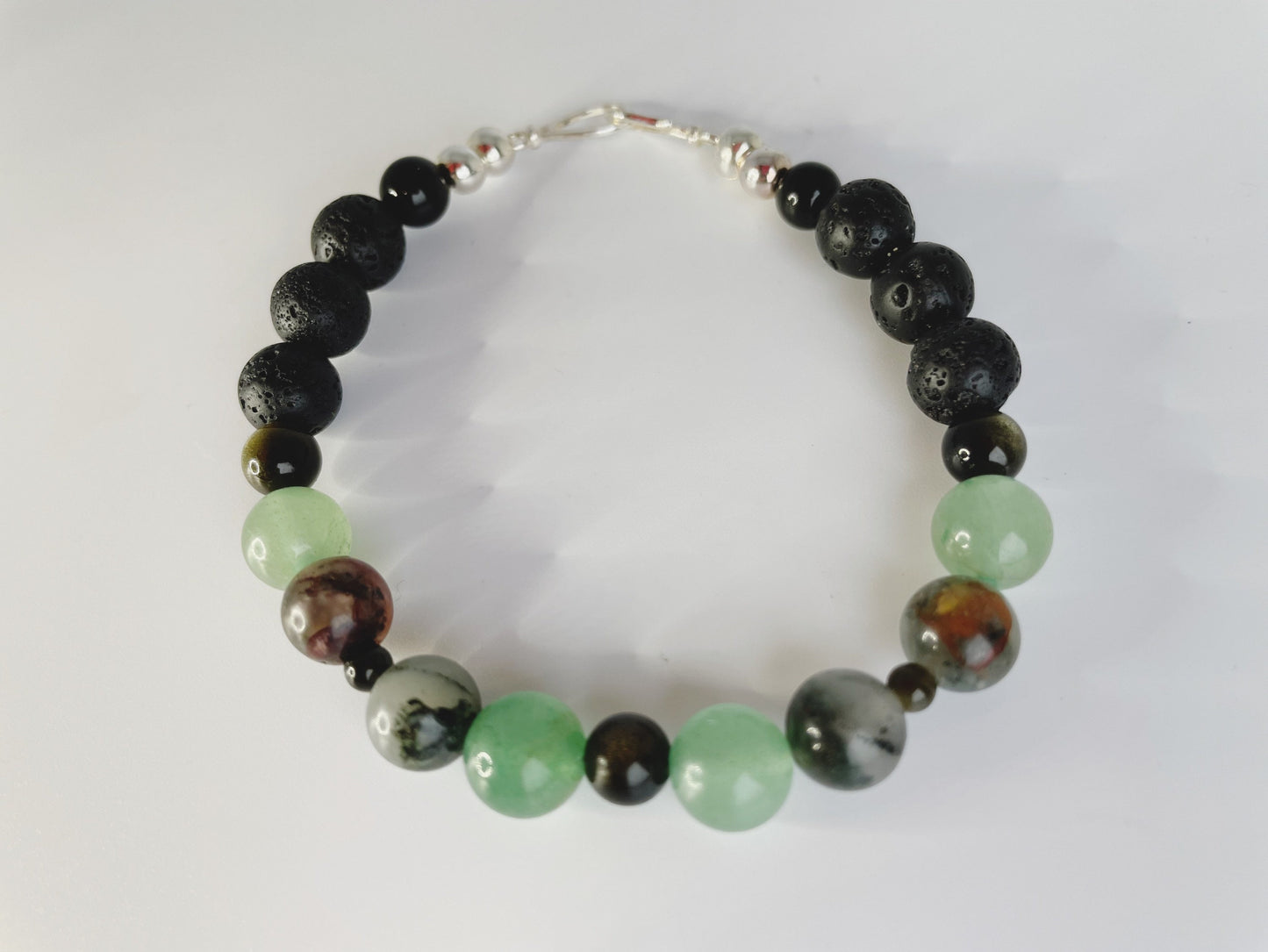 Breathbeads Gemstone Bracelet - Bloodstone, Jasper, Jade, Red Aventurine with Sterling Silver