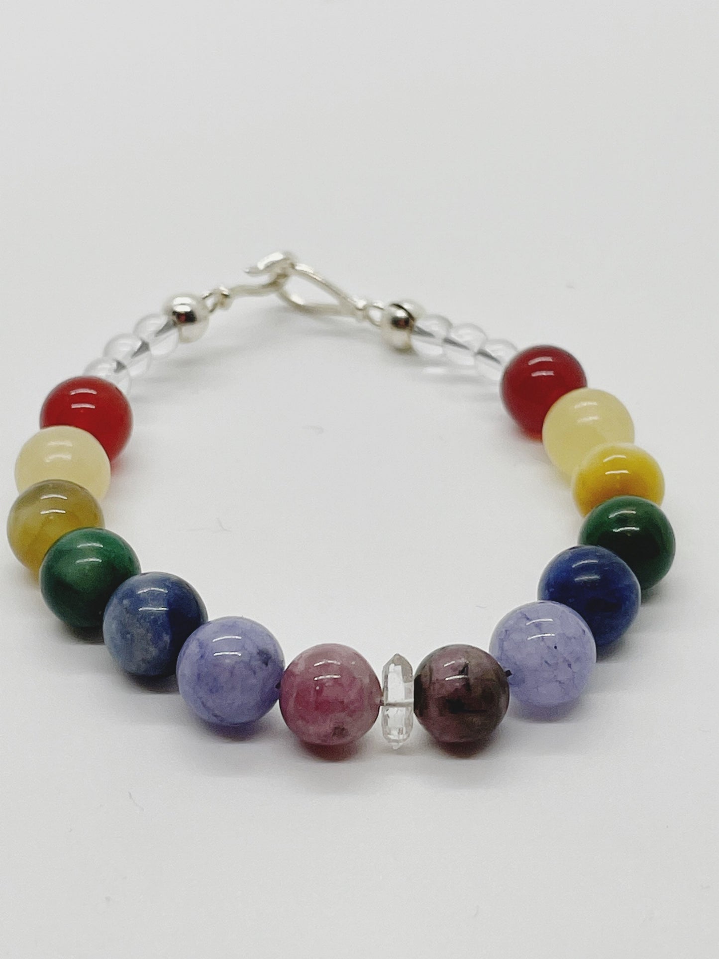 Crystal Beaded Chakra Bracelet with Sterling Silver