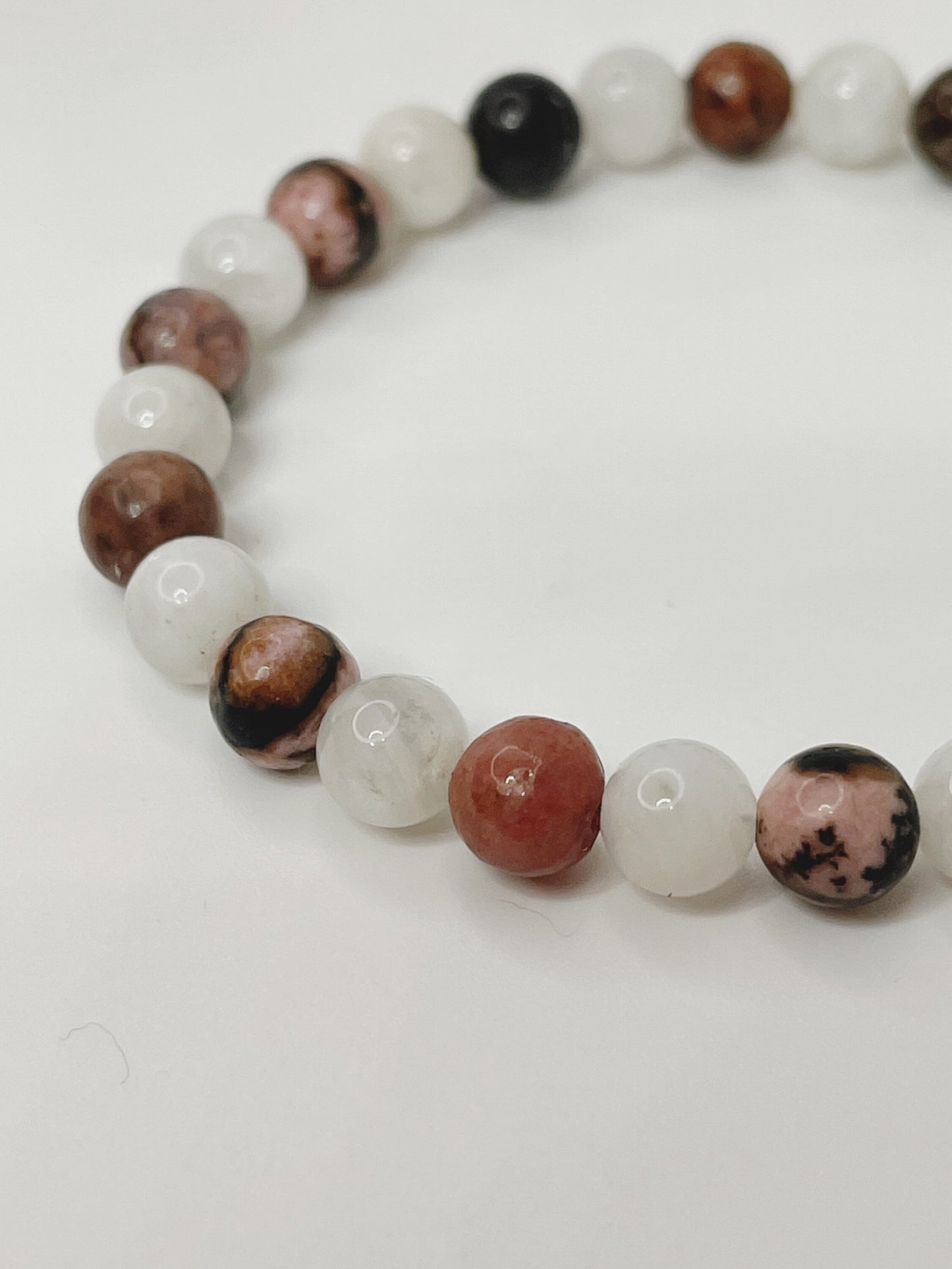 Rhodonite and Moonstone Gemstone Bracelet