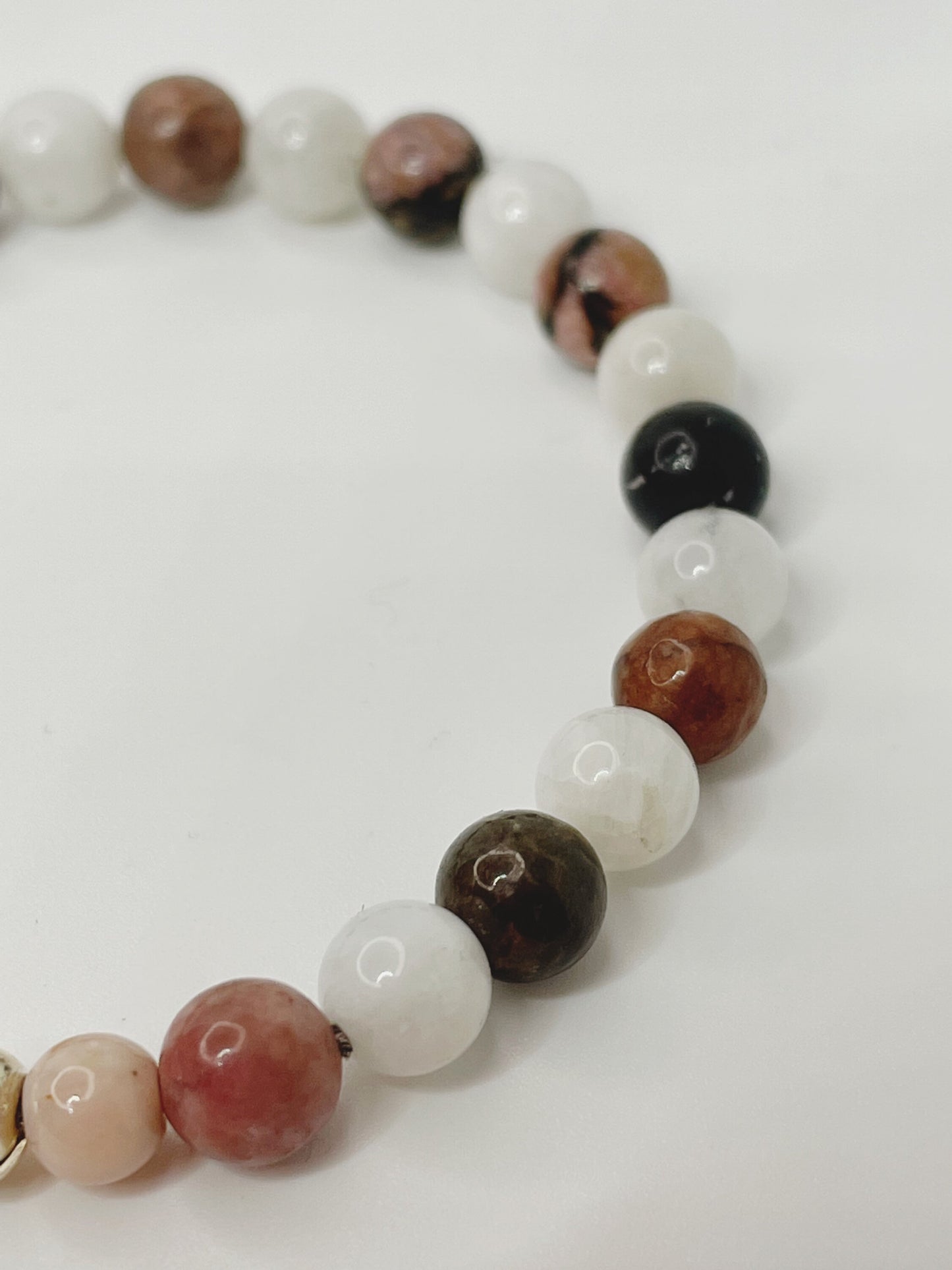 Rhodonite and Moonstone Gemstone Bracelet