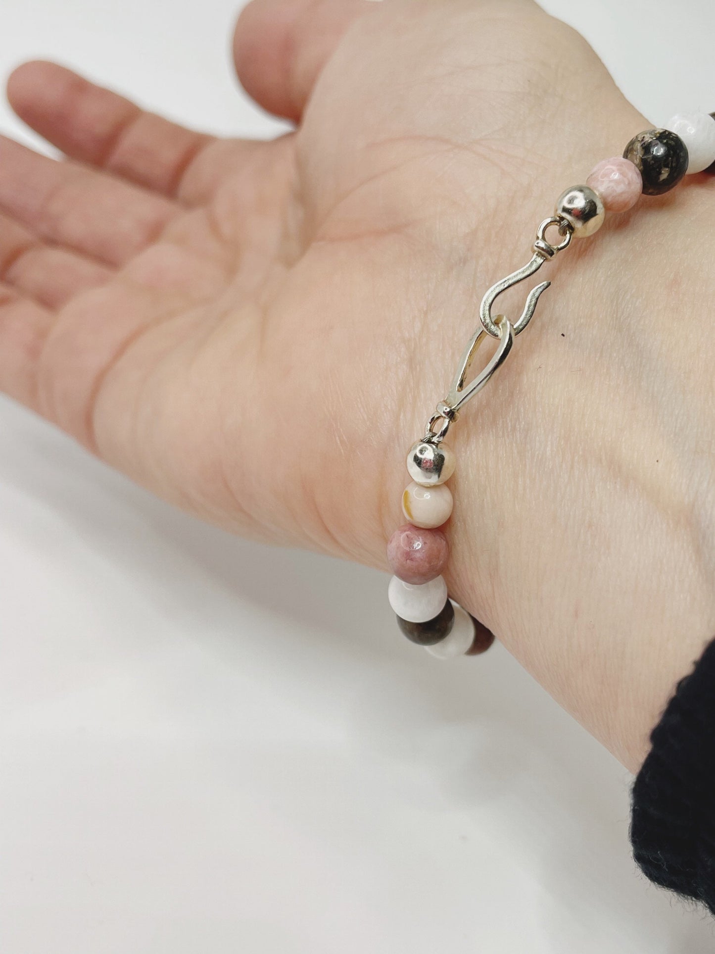 Rhodonite and Moonstone Gemstone Bracelet