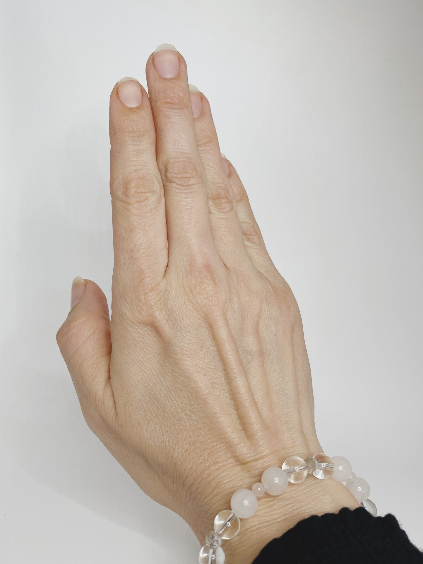 Rose Quartz, Quartz, and Herkimer Diamond Breathbead Bracelet with Sterling Silver Clasp