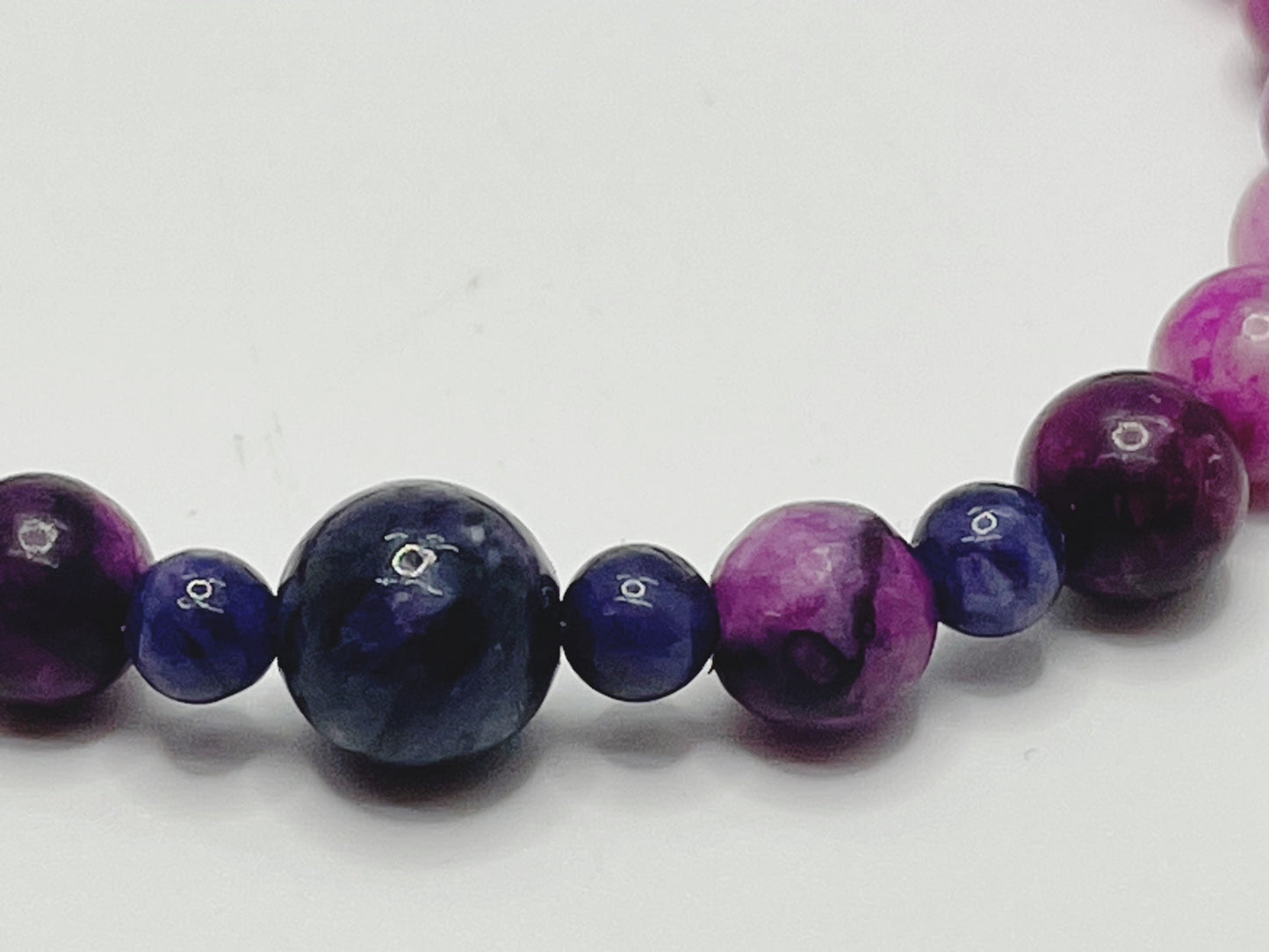 Sugalite and Charoite Gemstone Bracelet with Sterling Silver Clasp