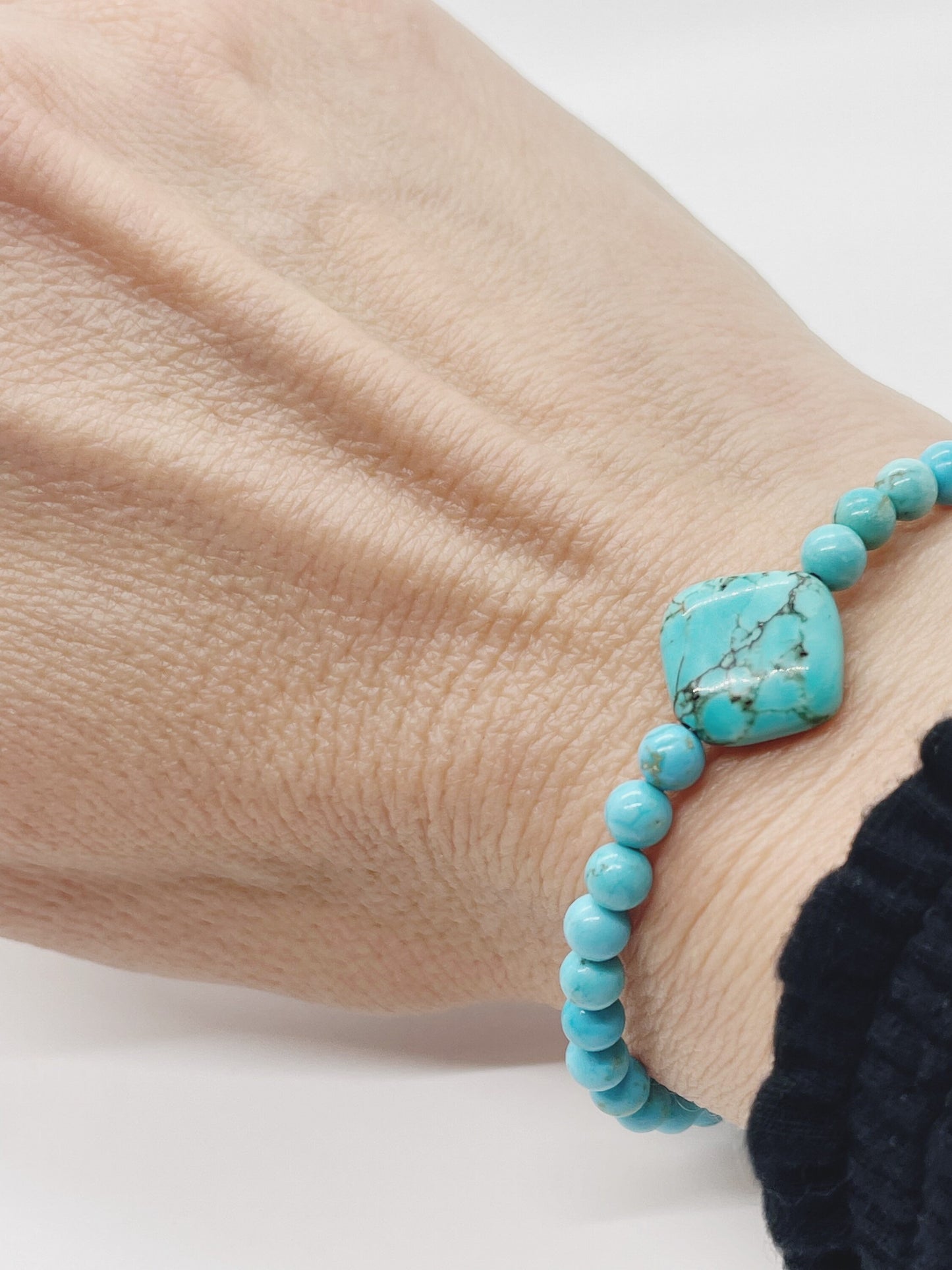 Turquoise and Turquenite Crystal Bracelet with Sterling Silver Clasp