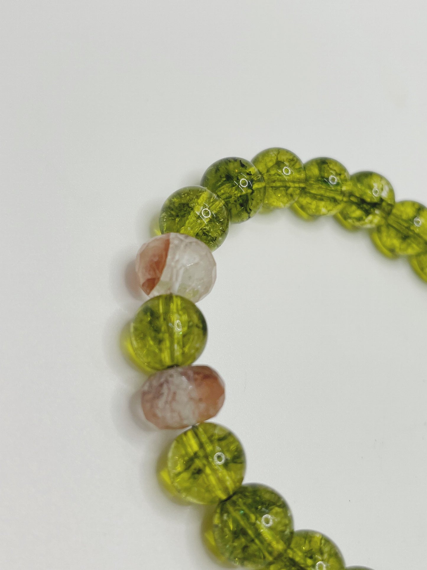 Peridot and Fire Quartz Crystal Gemstone Bracelet with Sterling Silver Clasp