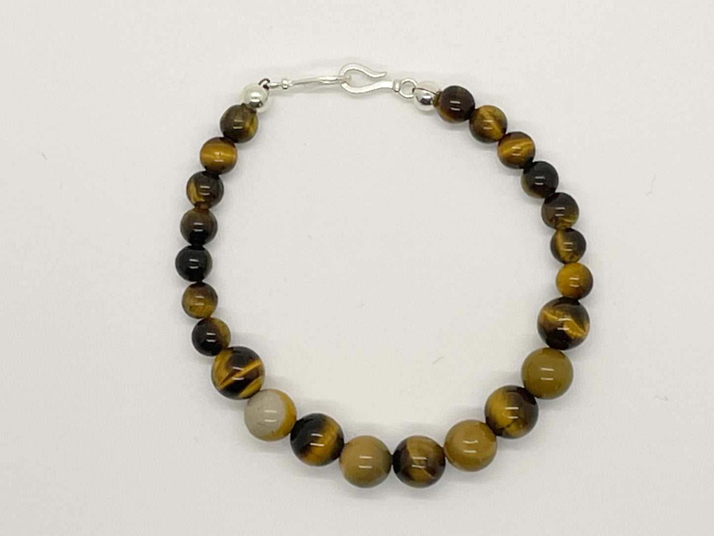 Balanced Heart and Life Gemstone Crystal Beaded Bracelet. Mookaite, Tiger’s Eye and Sterling Silver Clasp