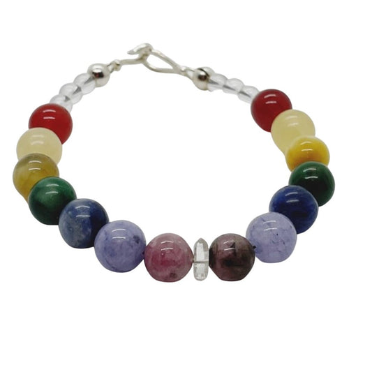 Crystal Beaded Chakra Bracelet with Sterling Silver