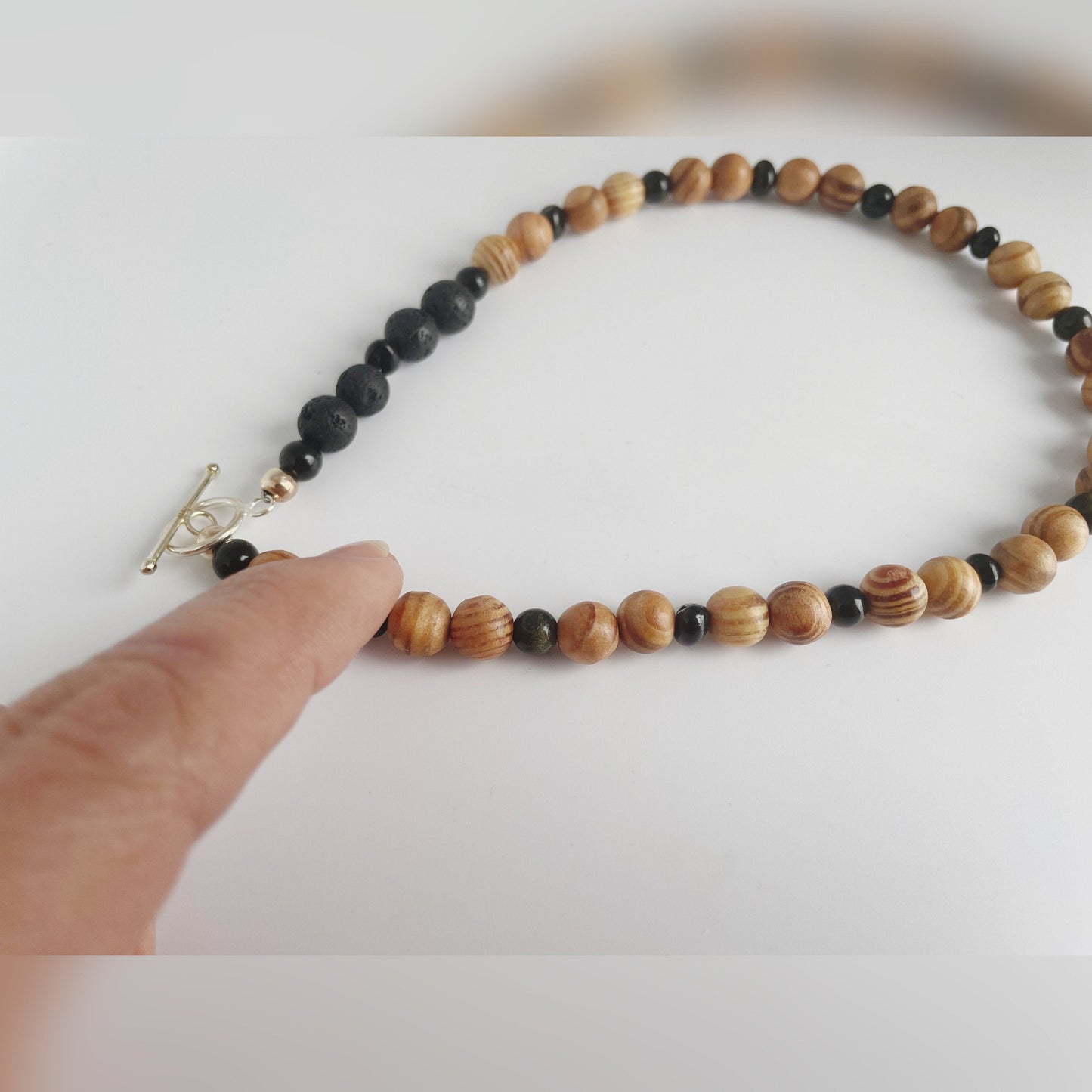 Rosewood, Gold Obsidian and Lava Beads  Breathbeads Mala