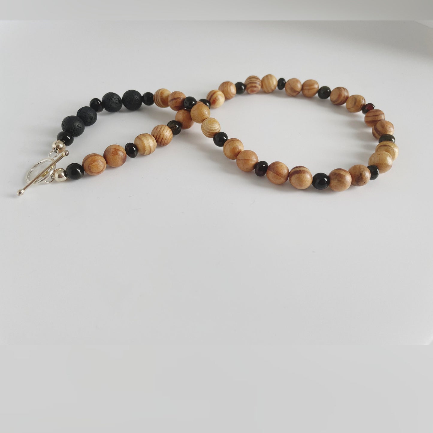 Rosewood, Gold Obsidian and Lava Beads  Breathbeads Mala