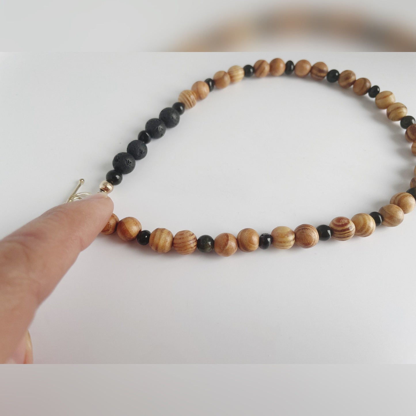 Rosewood, Gold Obsidian and Lava Beads  Breathbeads Mala