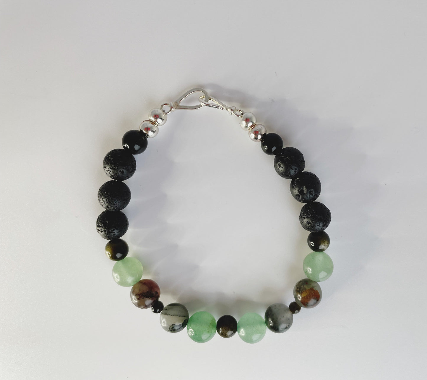 Breathbeads Gemstone Bracelet - Bloodstone, Jasper, Jade, Red Aventurine with Sterling Silver