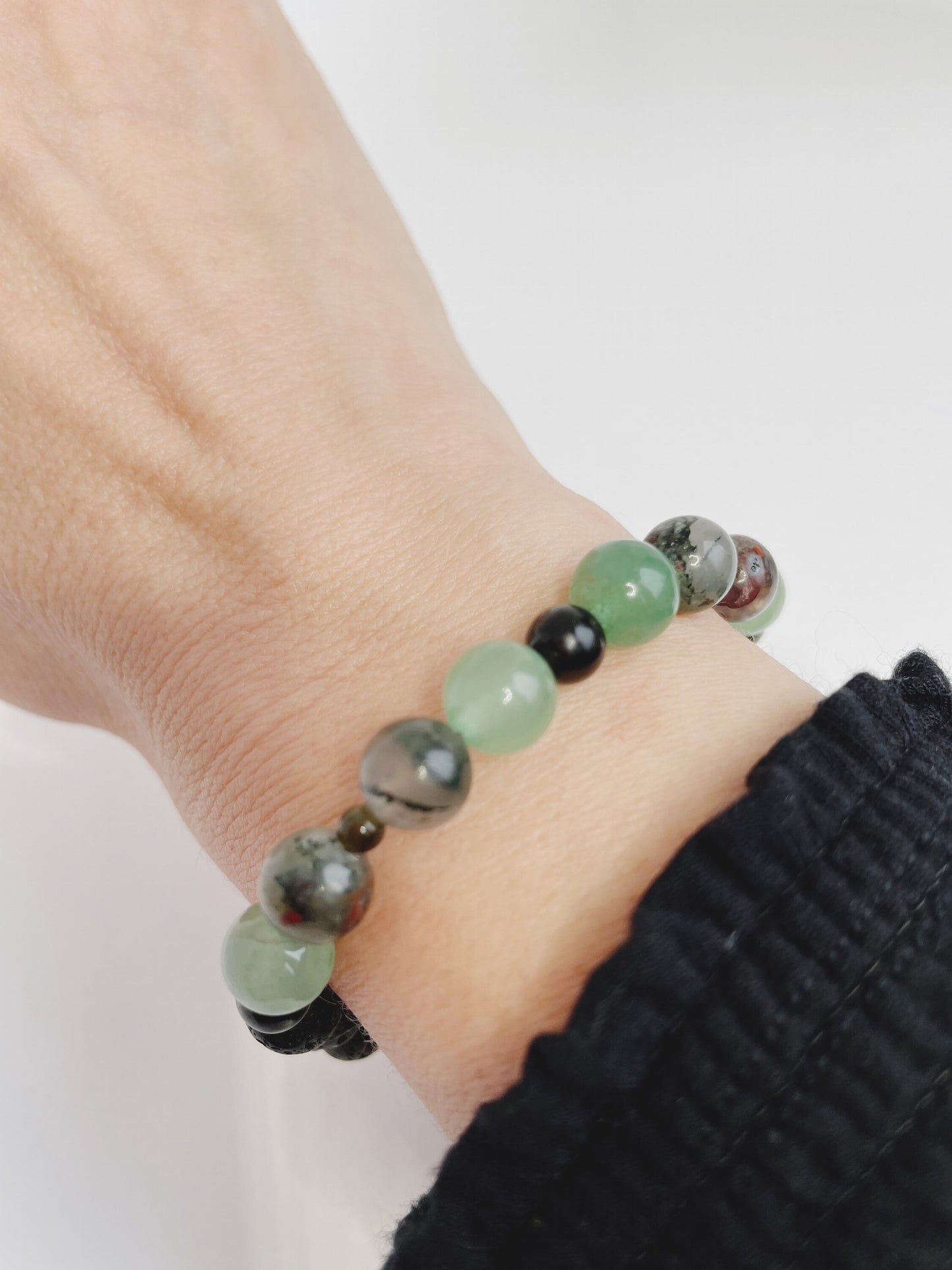 Breathbeads Gemstone Bracelet - Bloodstone, Jasper, Jade, Red Aventurine with Sterling Silver