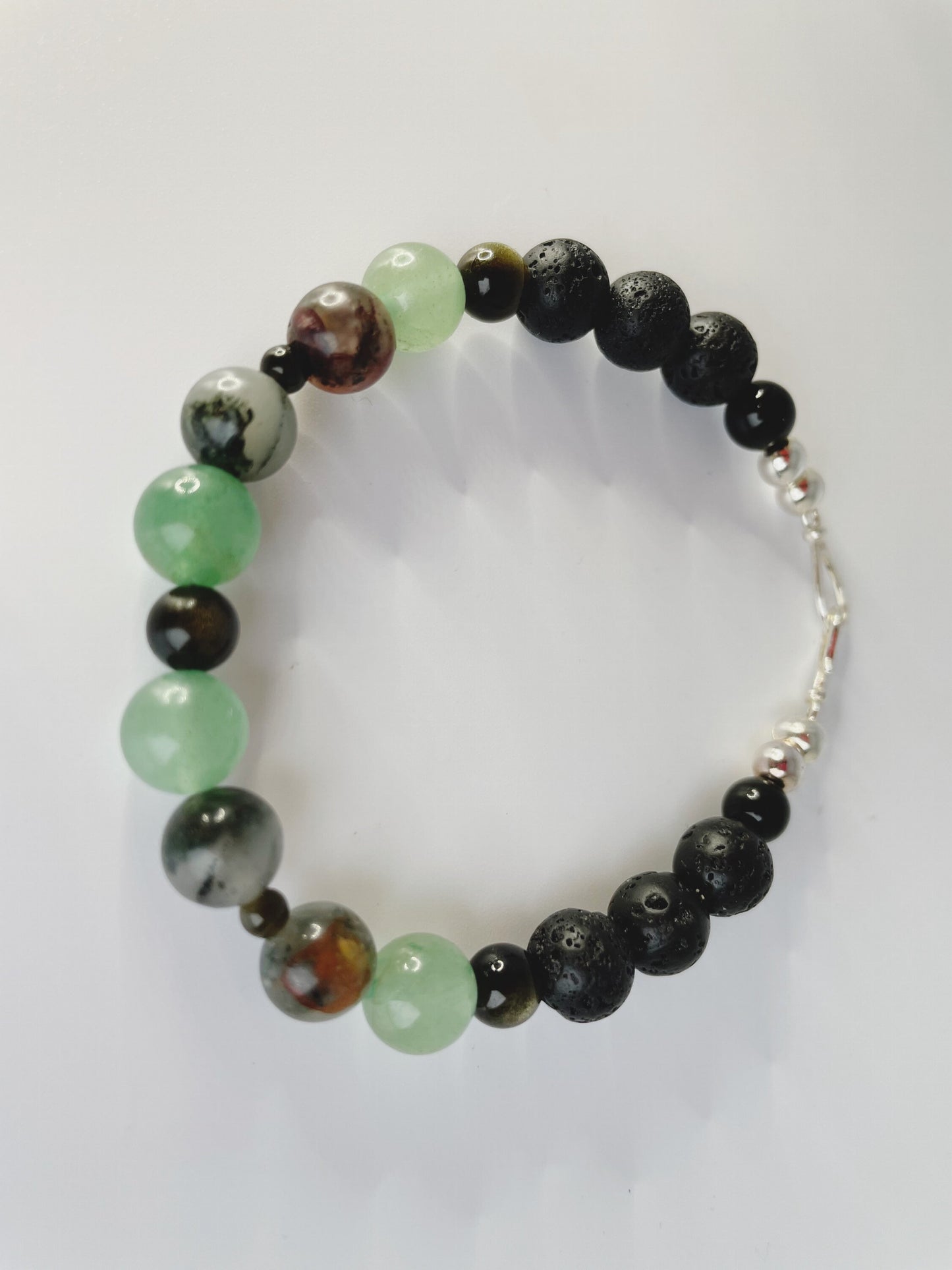 Breathbeads Gemstone Bracelet - Bloodstone, Jasper, Jade, Red Aventurine with Sterling Silver