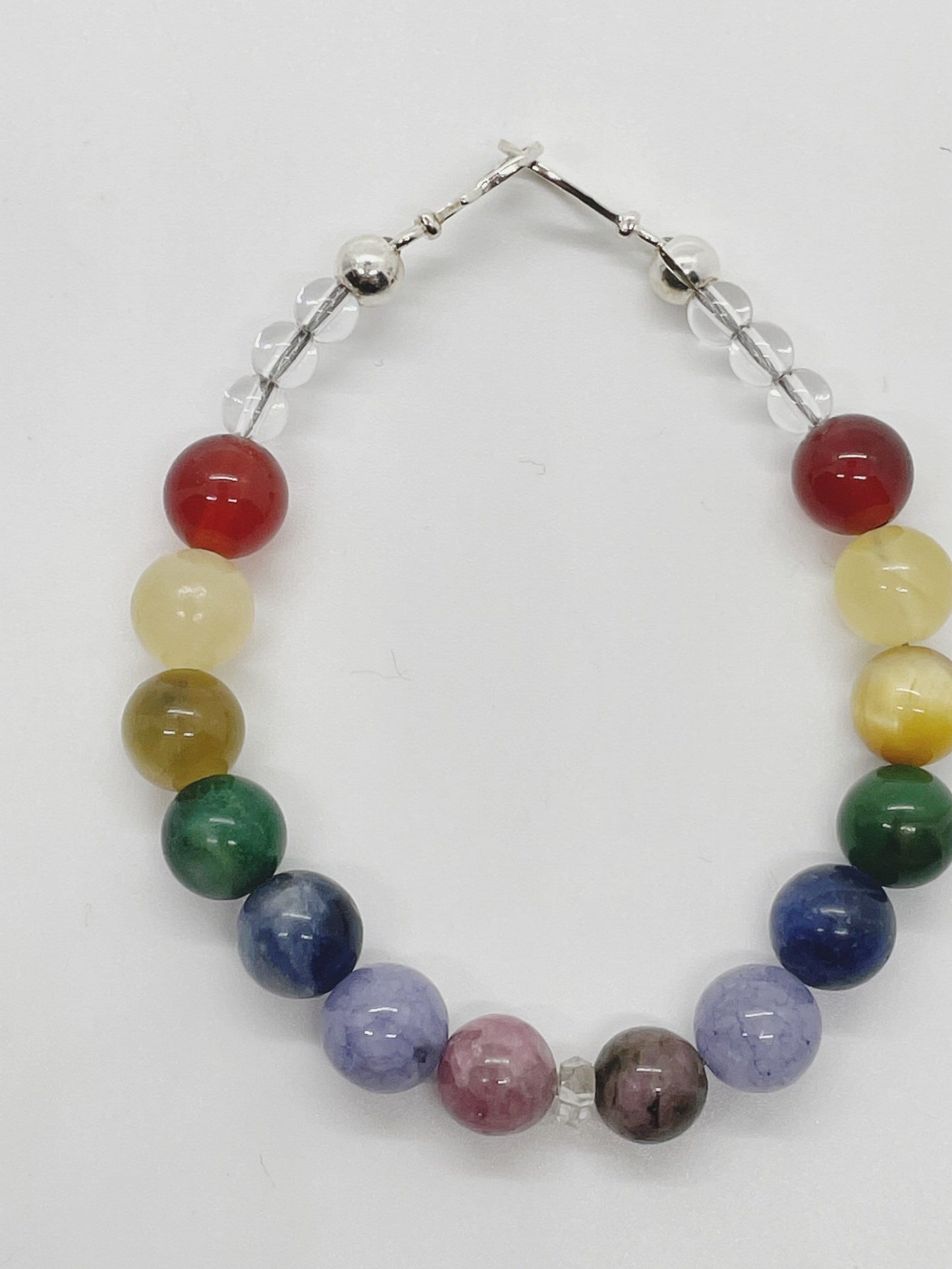 Crystal Beaded Chakra Bracelet with Sterling Silver