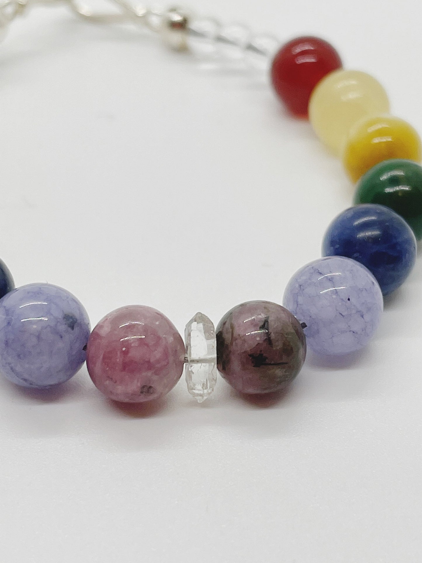 Crystal Beaded Chakra Bracelet with Sterling Silver