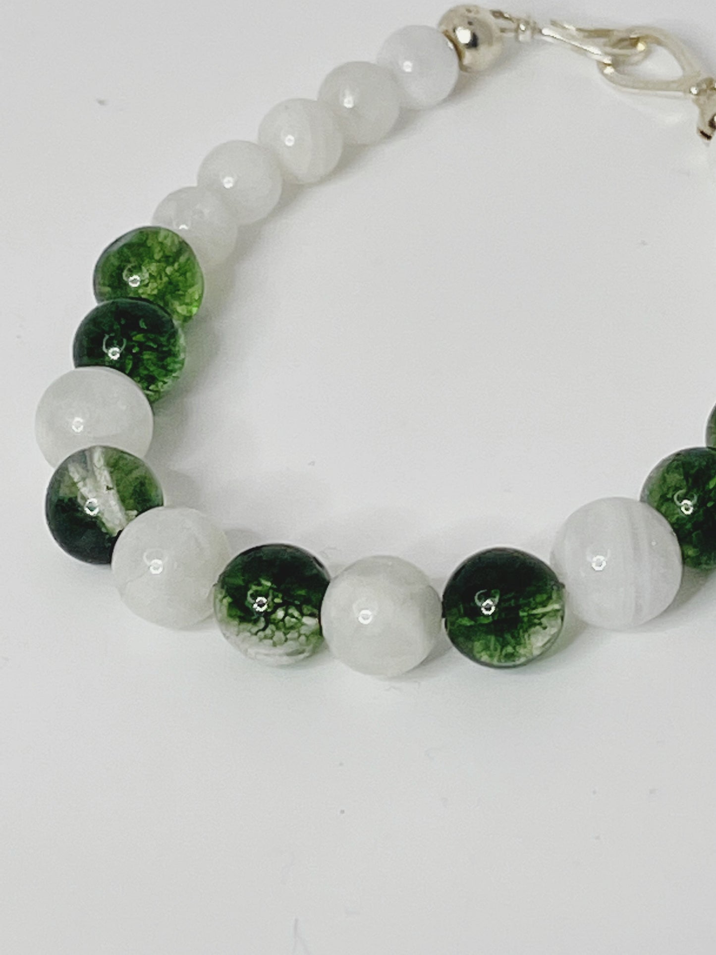 Peridot and Moonstone Gemstone Bracelet with Sterling Silver