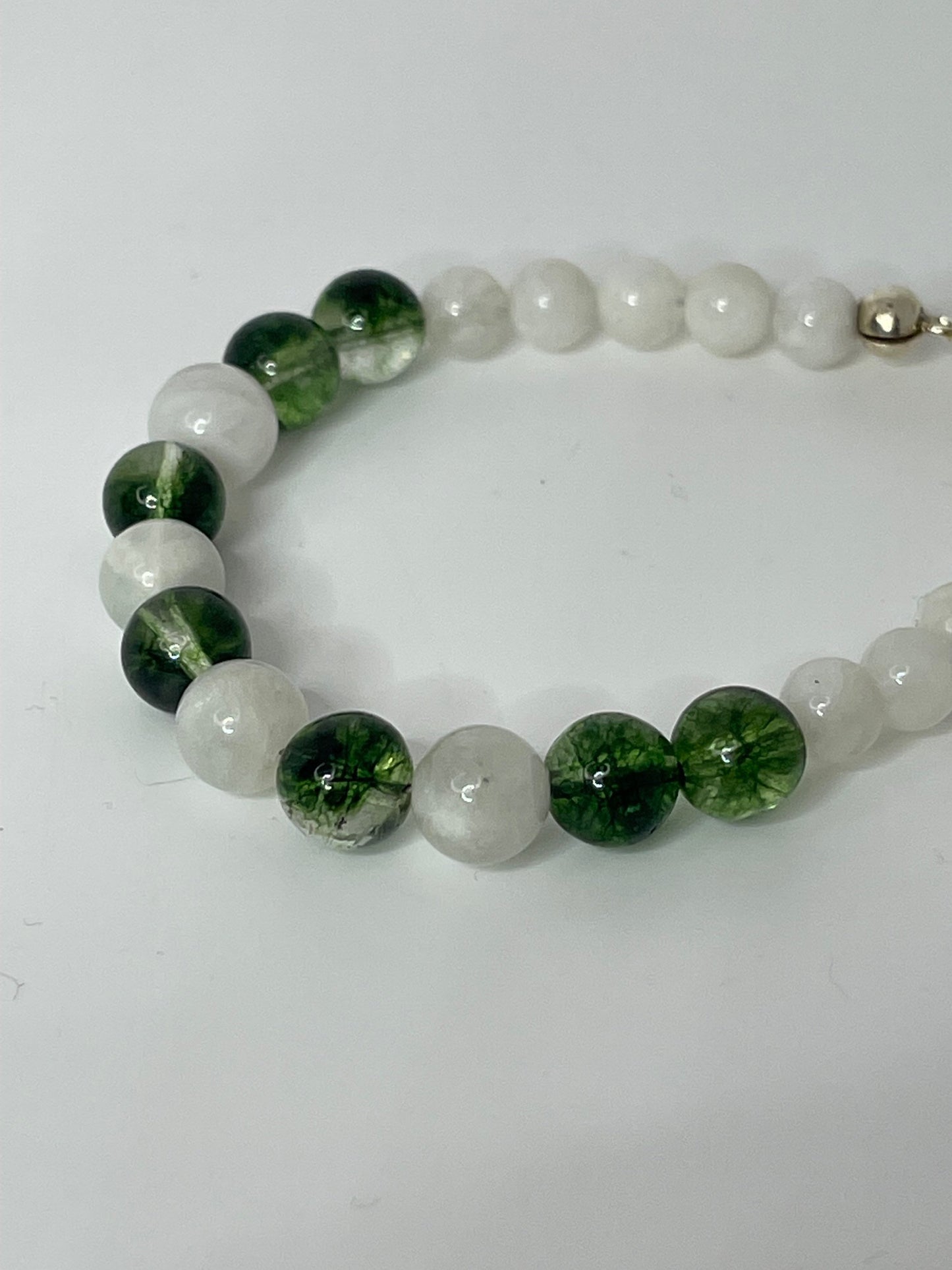 Peridot and Moonstone Gemstone Bracelet with Sterling Silver