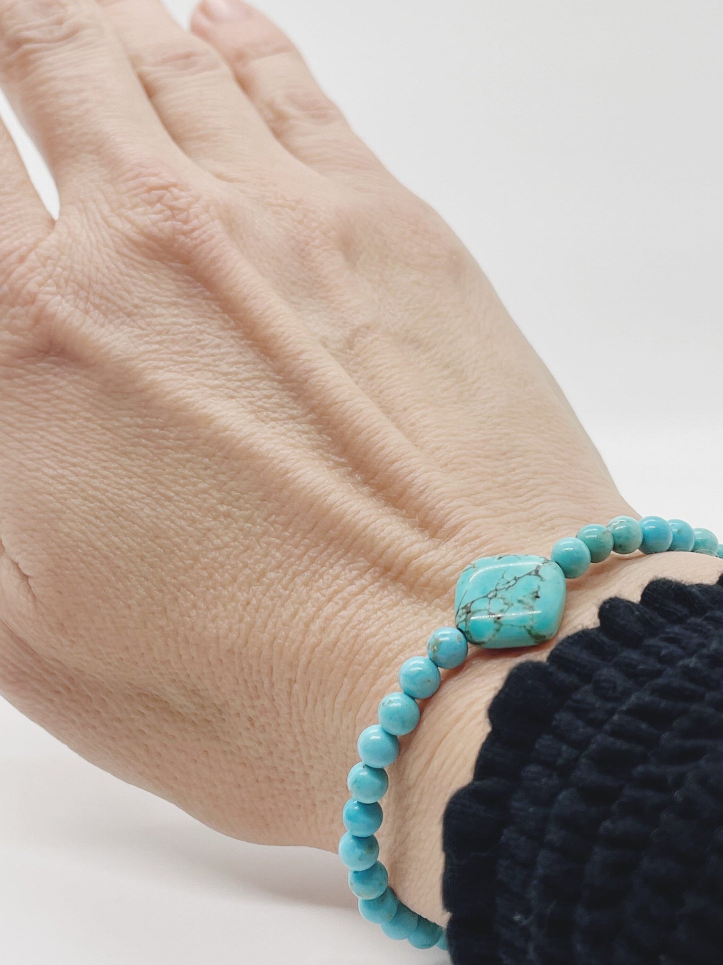 Turquoise and Turquenite Crystal Bracelet with Sterling Silver Clasp