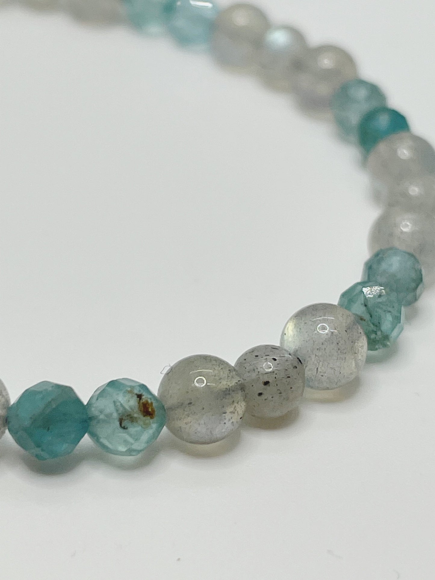 Apatite and Labradorite Gemstone Bracelet with Sterling Silver Clasp