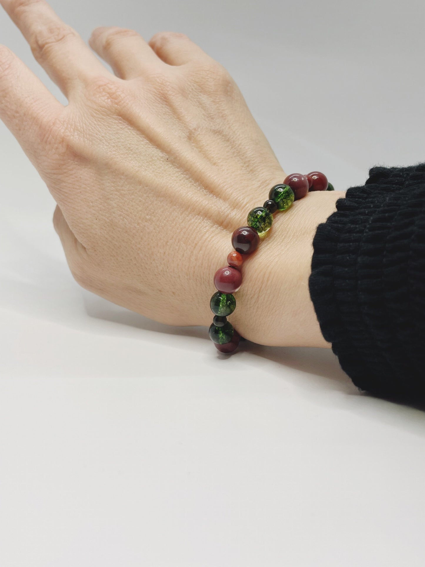 Mookaite, Gold Obsidian, and Peridot Breathbeads Bracelet