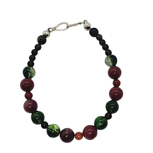 Mookaite, Gold Obsidian, and Peridot Breathbeads Bracelet