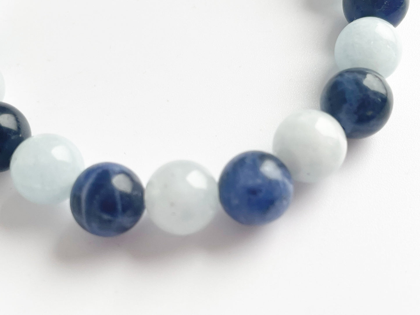 Sodalite and Aquamarine Gemstone Bracelet with Sterling Silver Clasp