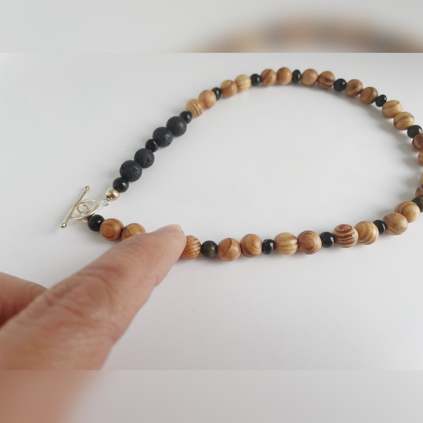 Rosewood, Gold Obsidian and Lava Beads  Breathbeads Mala