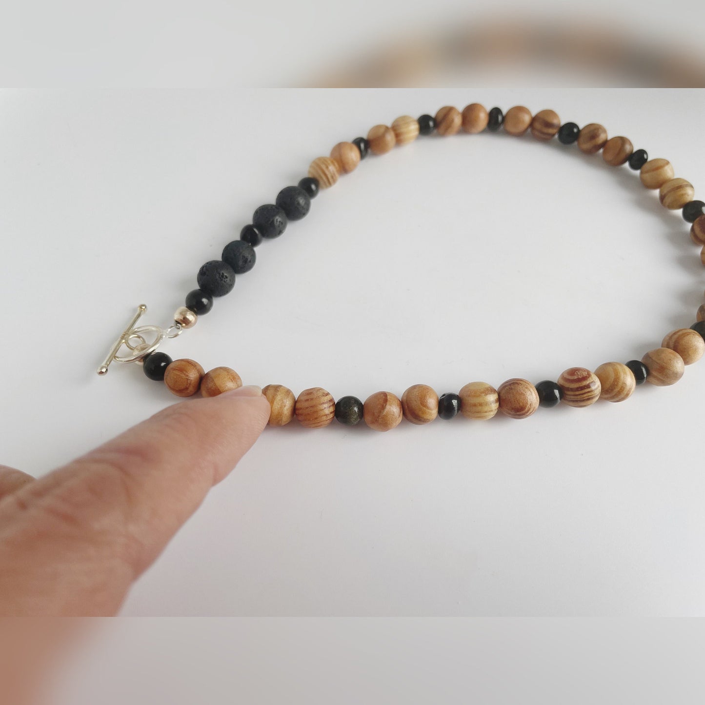 Rosewood, Gold Obsidian and Lava Beads  Breathbeads Mala