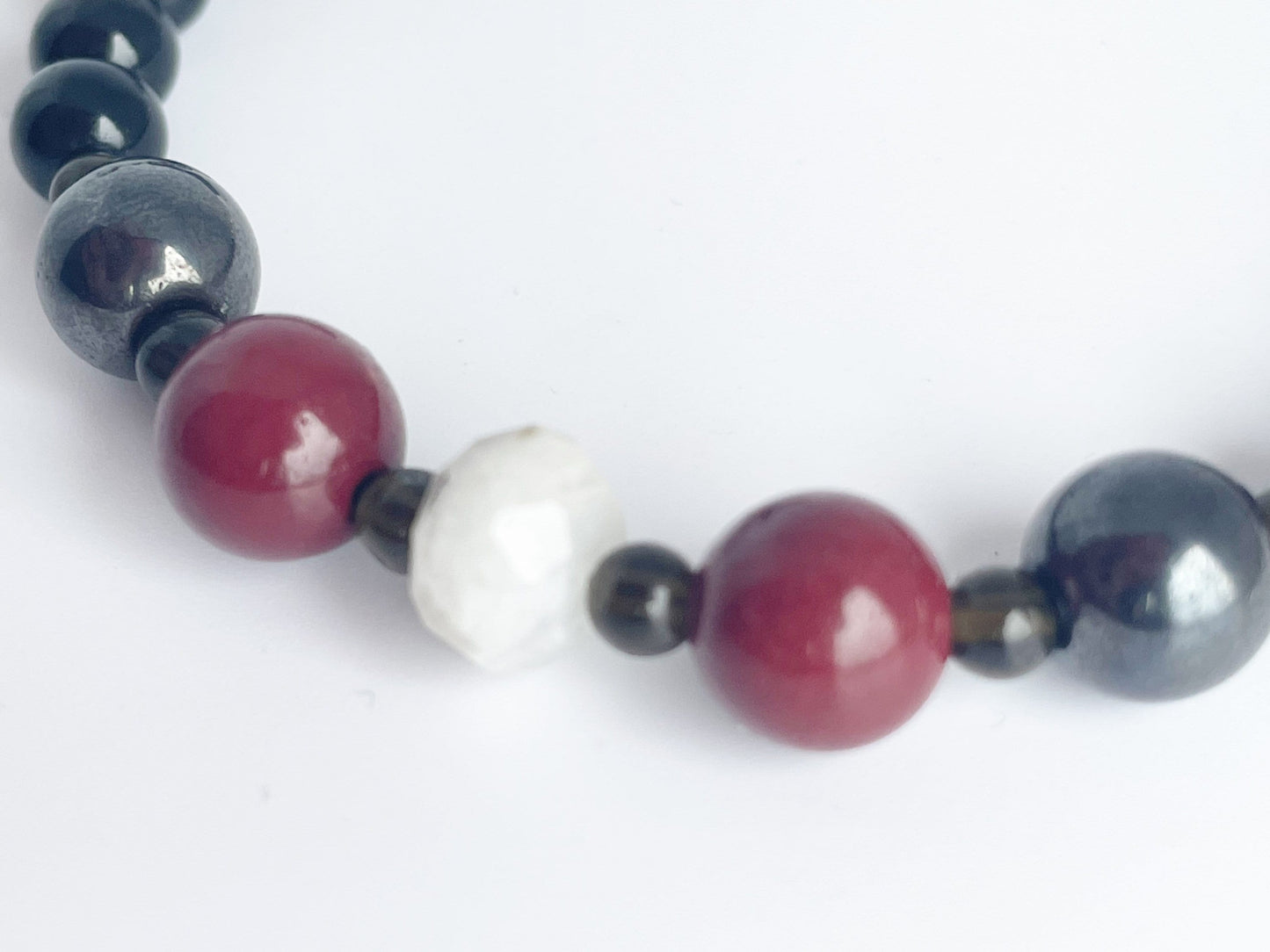 Gemstone Healing Bracelet with Sterling Silver Clasp. Faceted Moonstone, Gold Obsidian, Mookaite, Hematite