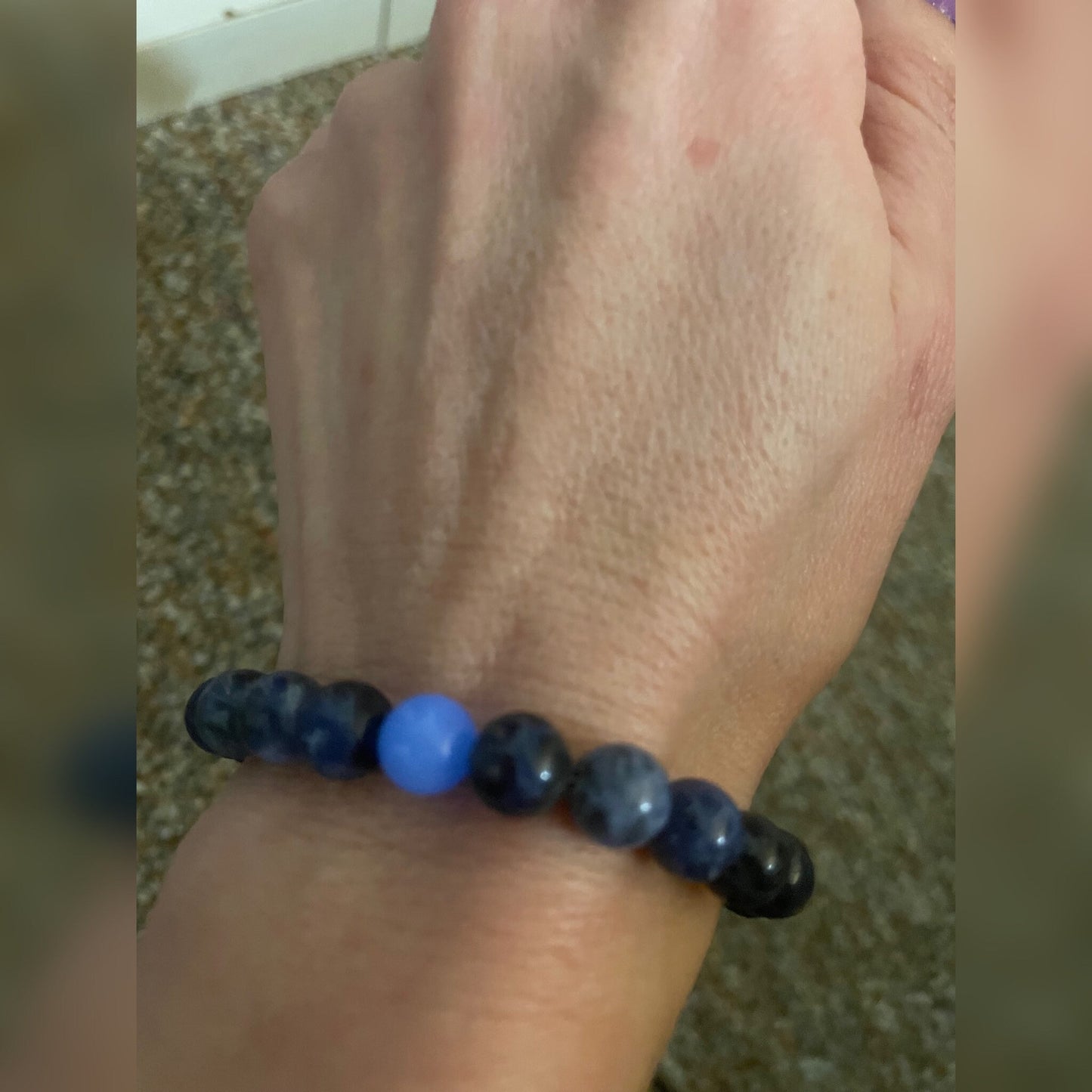 Gemstone Healing Bracelet. Sodalite and Glow in the Dark Calcite Bracelet