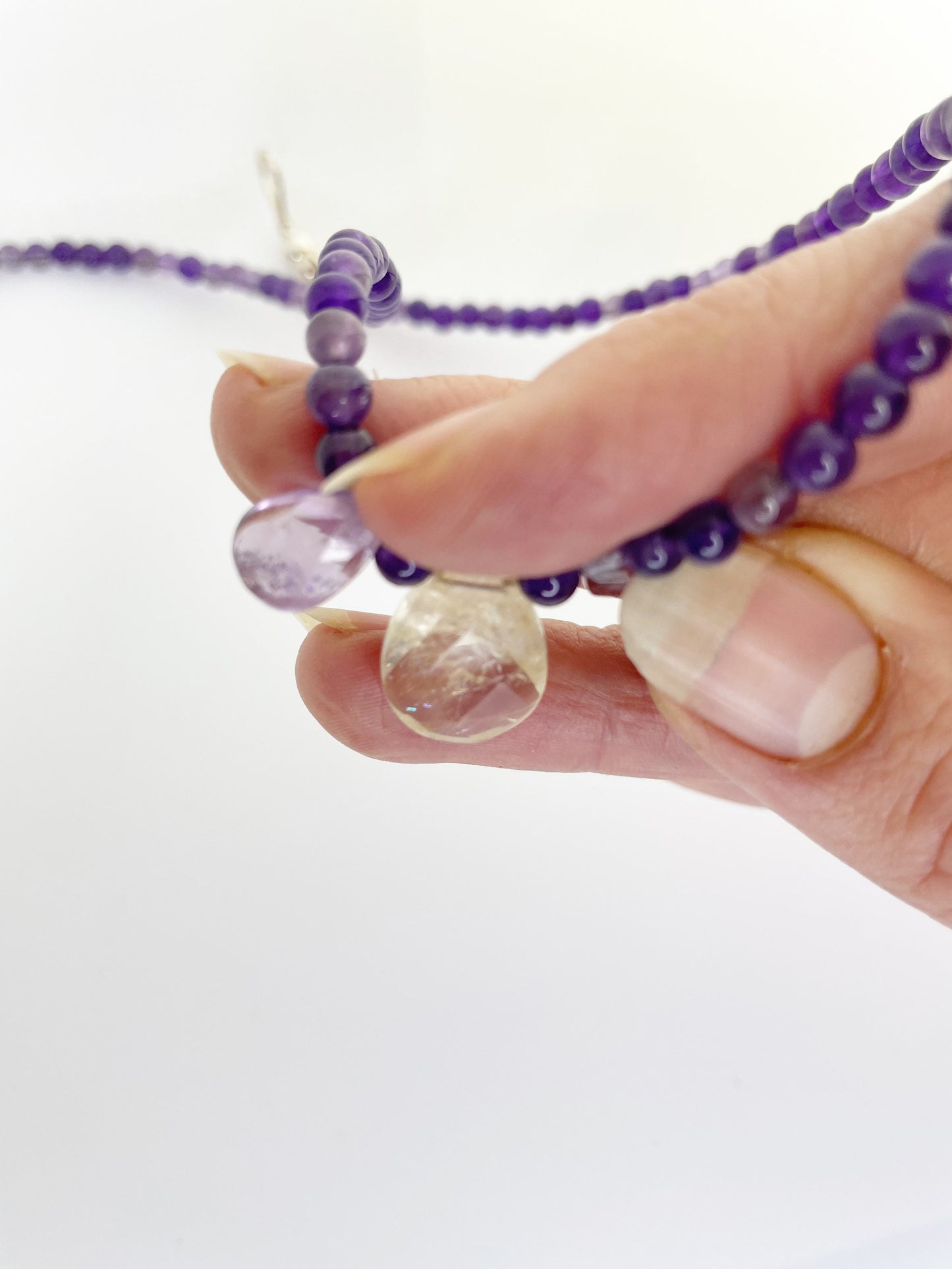 Gemstone Amethyst and Citrine Choker Necklace