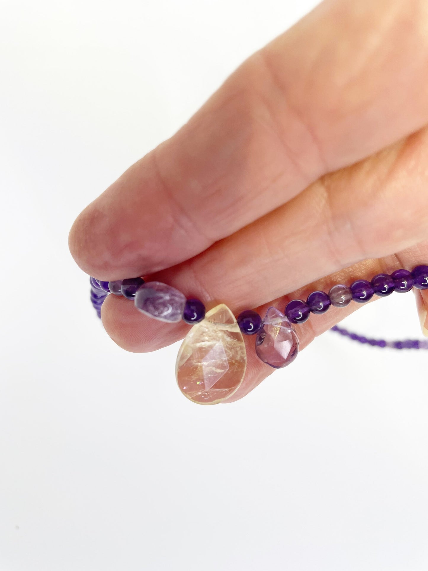 Gemstone Amethyst and Citrine Choker Necklace