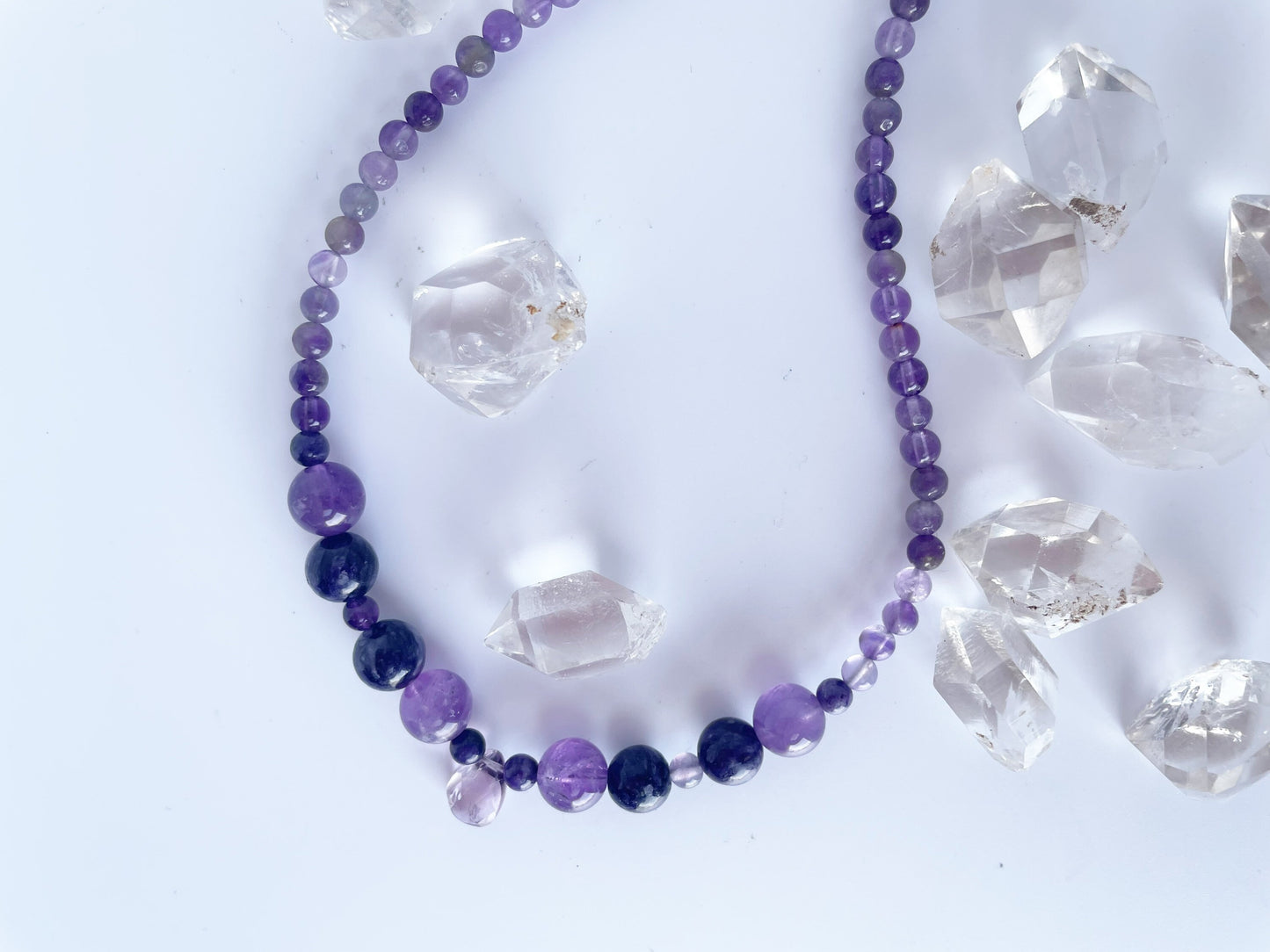 Gemstone Breathbeads Choker Necklace with Amethyst and Charoite