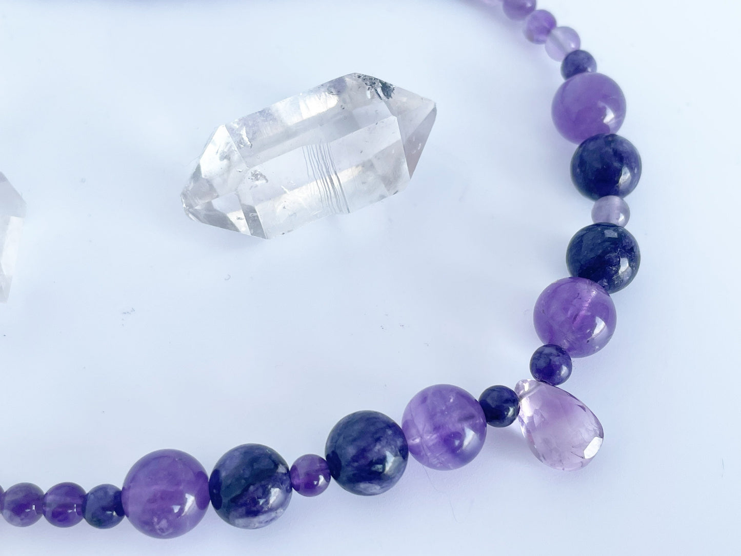 Gemstone Breathbeads Choker Necklace with Amethyst and Charoite