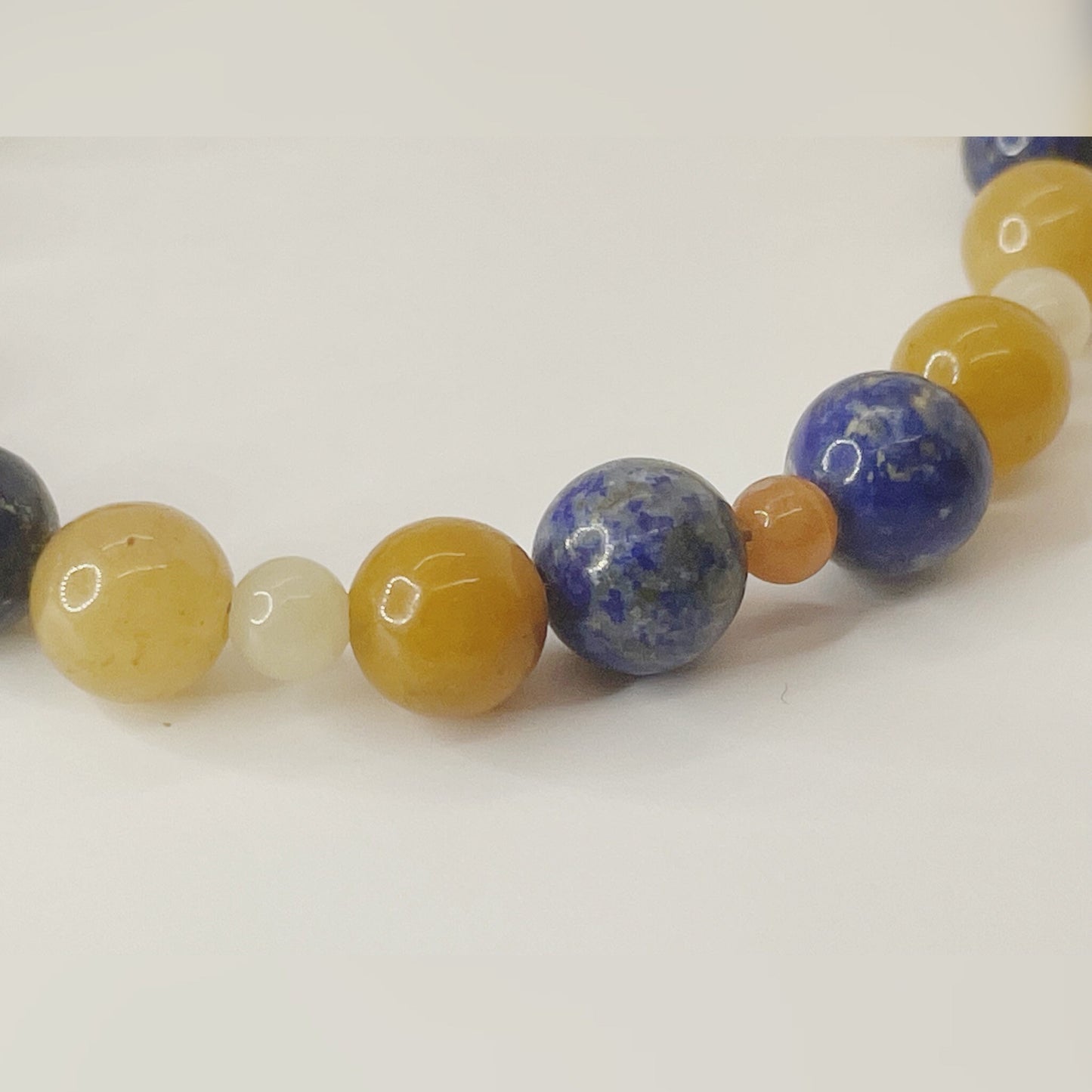 Gemstone BreathBeads Bracelet with Serpentine and Lapis, Sterling Silver Clasp