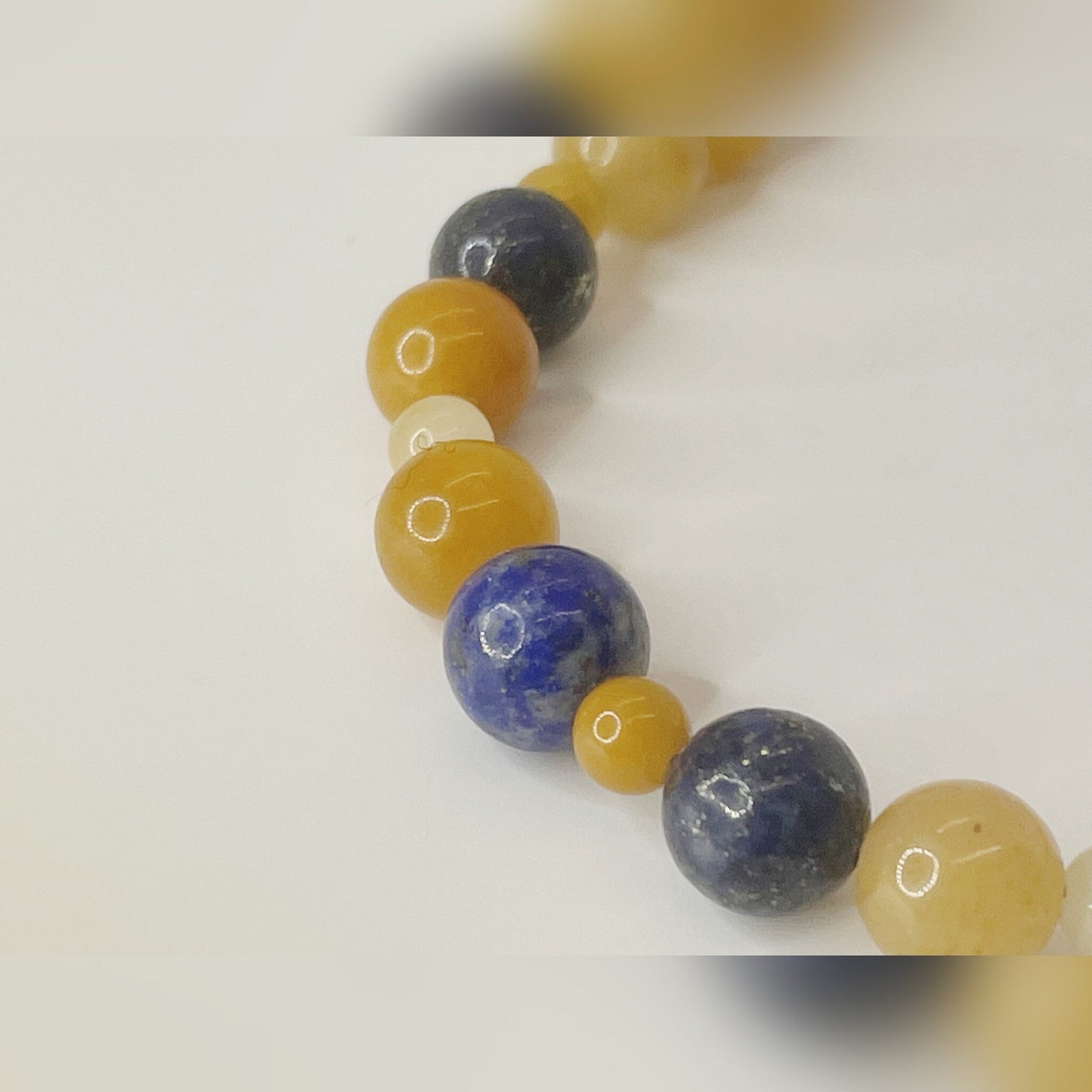 Gemstone BreathBeads Bracelet with Serpentine and Lapis, Sterling Silver Clasp