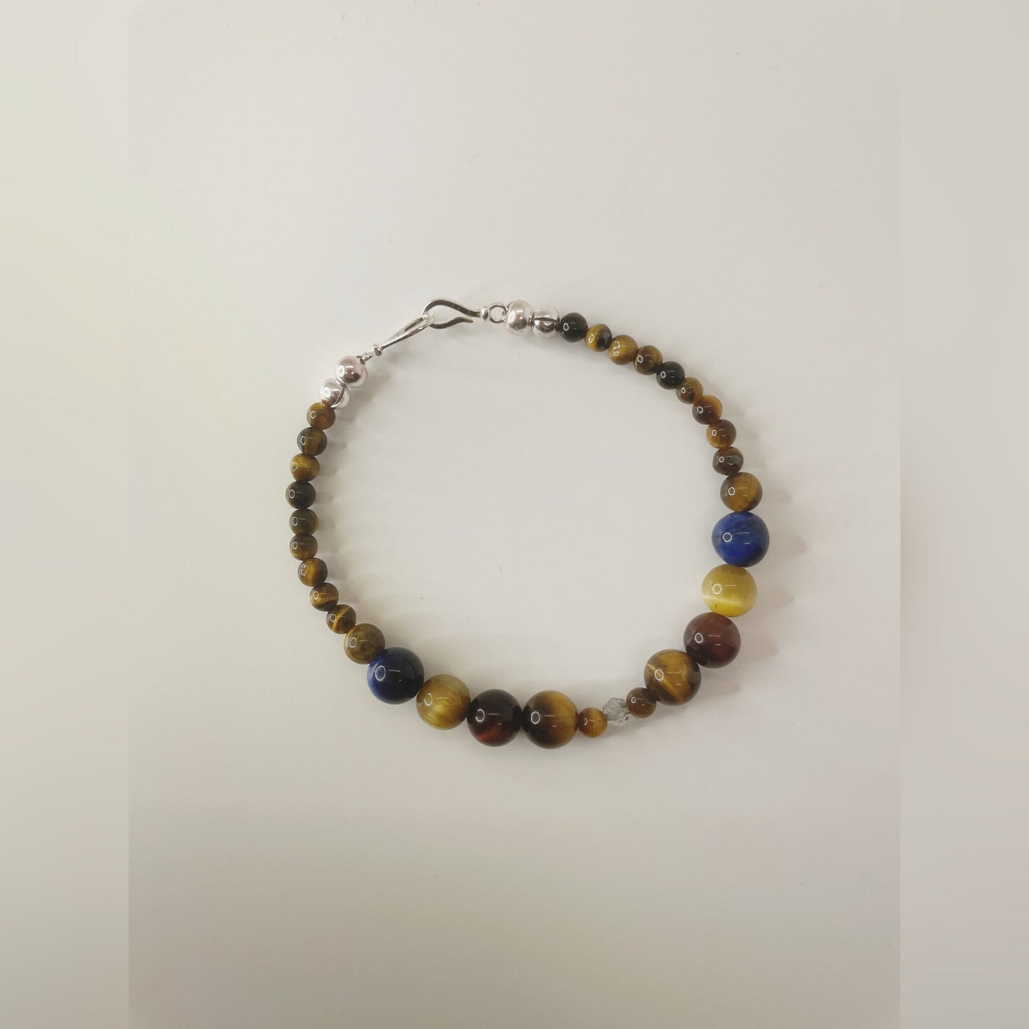 Gemstone Healing Bracelet. Tigers Eye and Herkimer Quartz with Sterling Silver