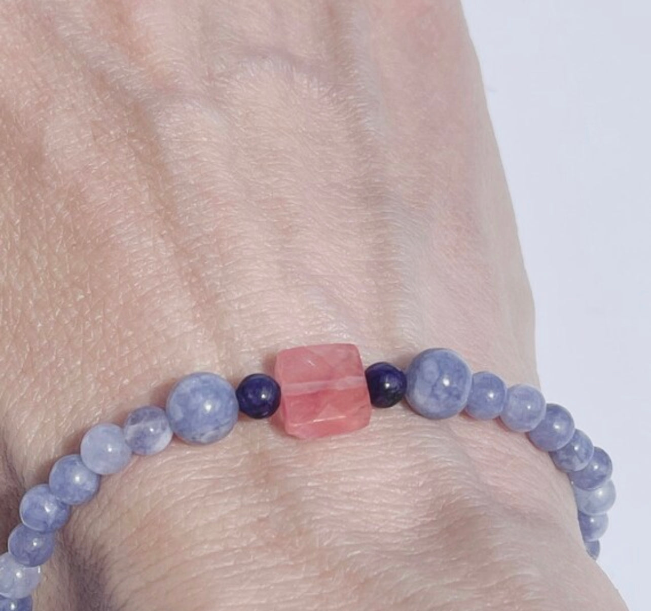 Tanzanite, Charoite, and Fire Quartz Gemstone Bracelet