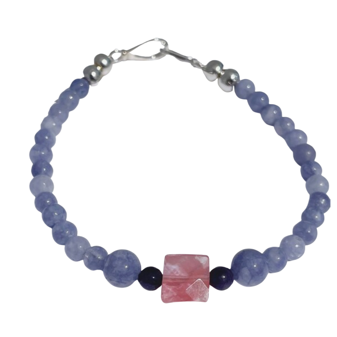 Tanzanite, Charoite, and Fire Quartz Gemstone Bracelet