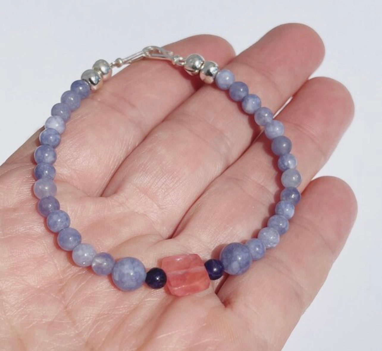 Tanzanite, Charoite, and Fire Quartz Gemstone Bracelet